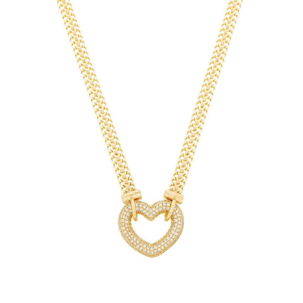 Chocker Dourada De Coração Vazado Crevejado Com Zircônia