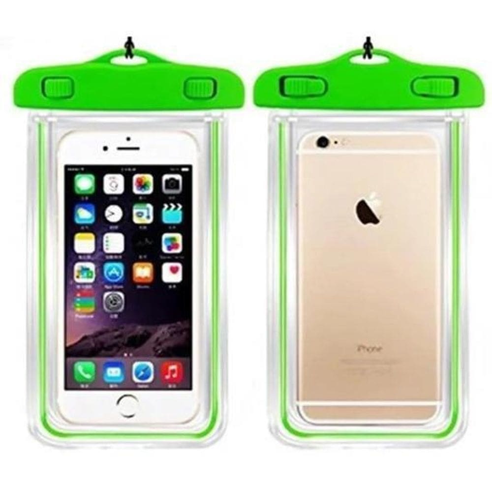 Capa Bolsa Celular A Prova D`água Proteção Chuva Verde Claro