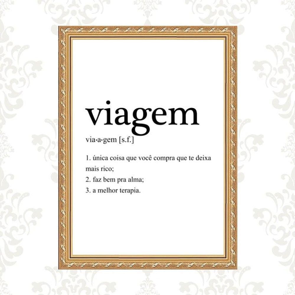 Quadro Moldura Dourada Viagem Significado 33X24Cm