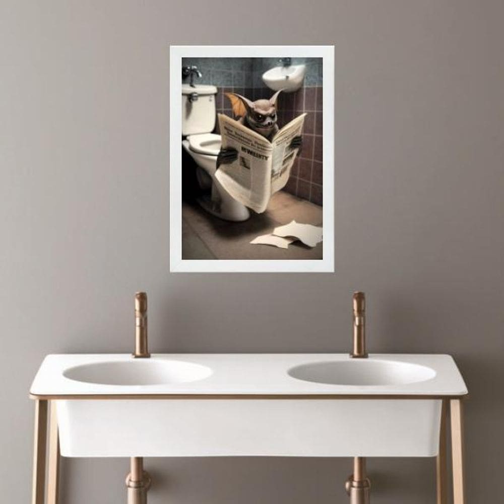 Quadro Banheiro Coleção Animais - Morcego 24X18Cm