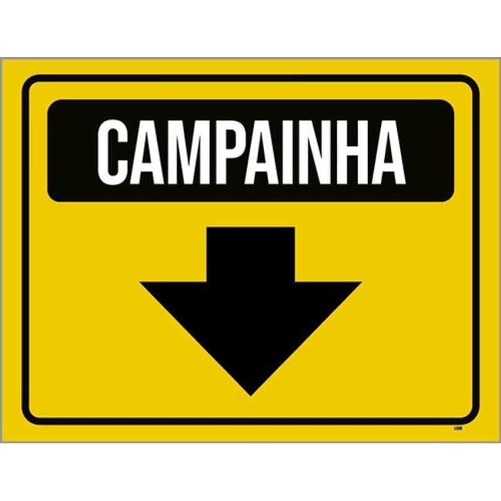 Kit 3 Placas Sinalização - Campainha Amarela Seta Para Baixo
