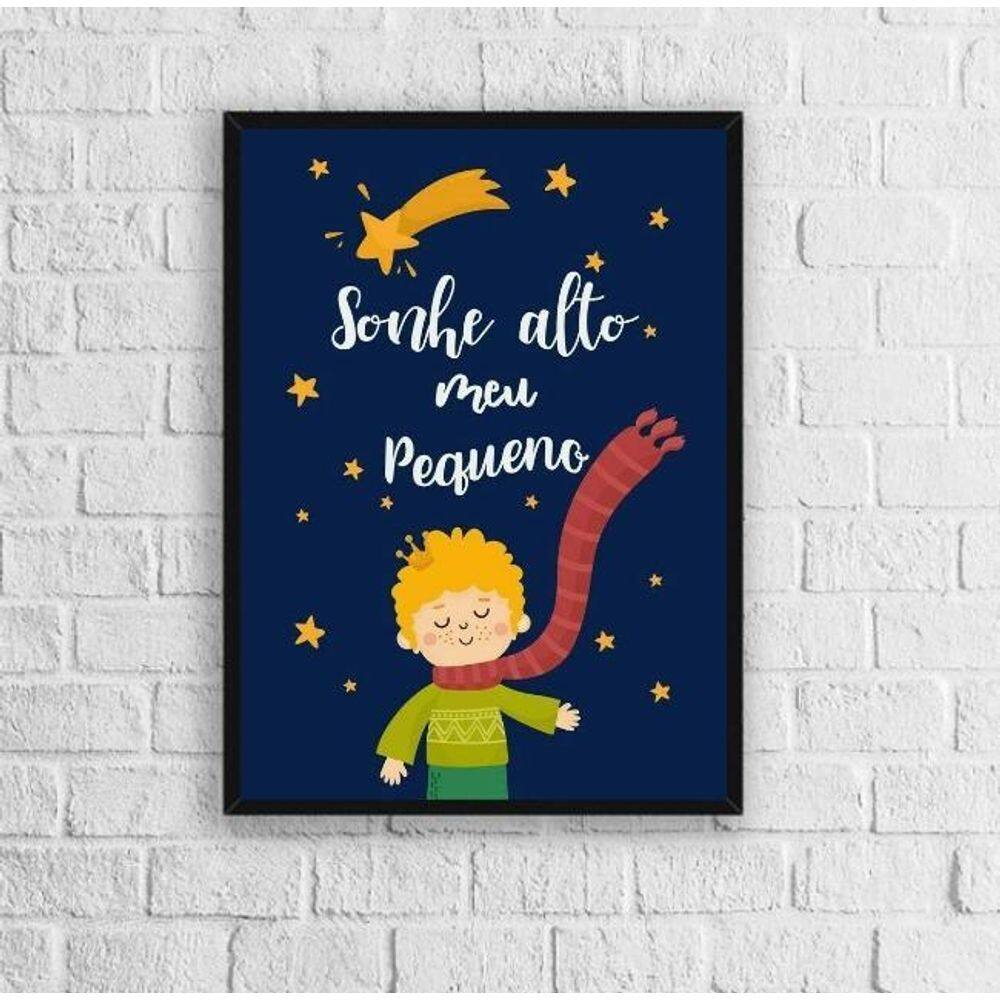 Quadro Infantil Pequeno Príncipe Sonhe Alto 45X34Cm - Vidro