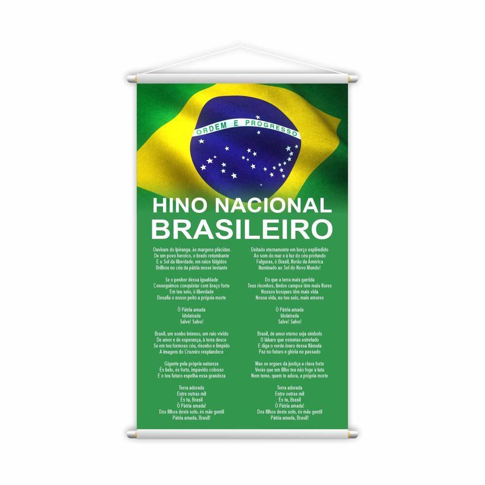 Hino Nacional Brasileiro Banner Escolar Pedagógico 80X50Cm