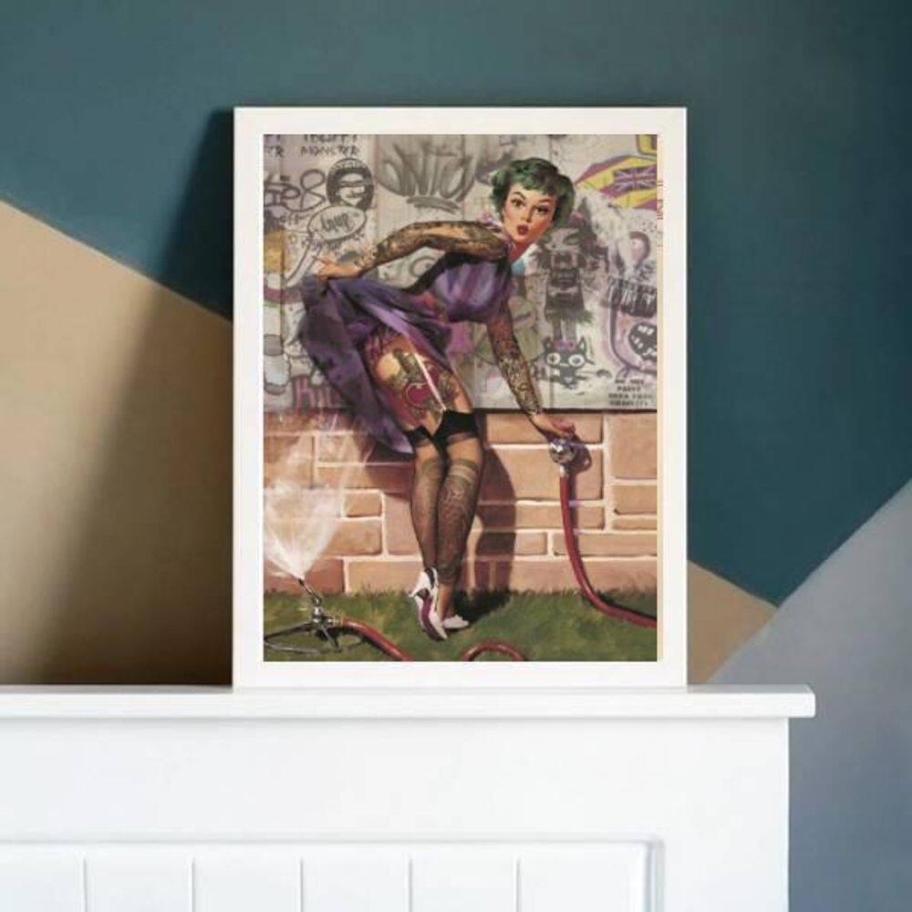 Quadro Decorativo Pin Up Tatuada 24X18Cm