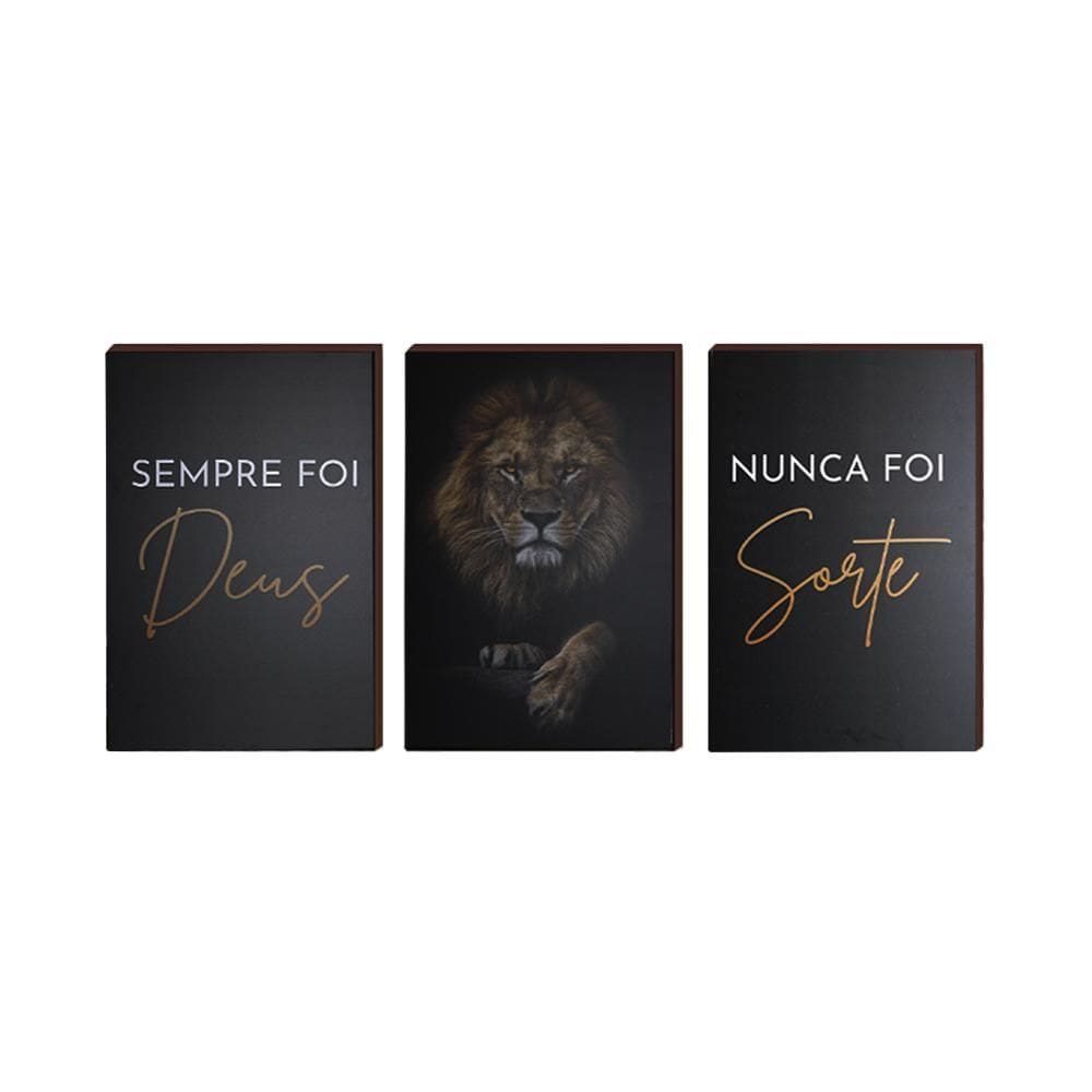 Kit 3 Quadros Decorativos Nunca Foi Sorte Sempre Foi Deus