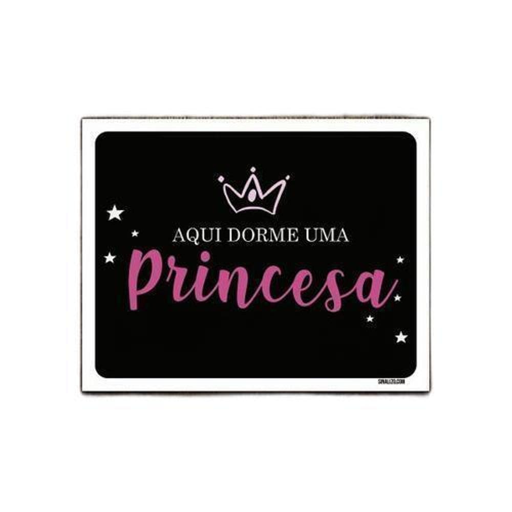 Kit 5 Placas Decorativa - Aqui Dorme Uma Princesa