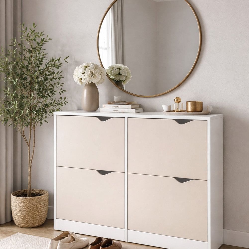 Sapateira para Quarto 24 Pares Porto Creme/Branco