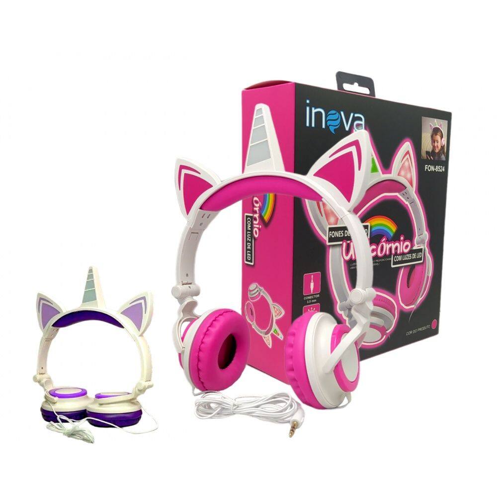 Fone Unicórnio LED Inova FON-8524 - Com Fio