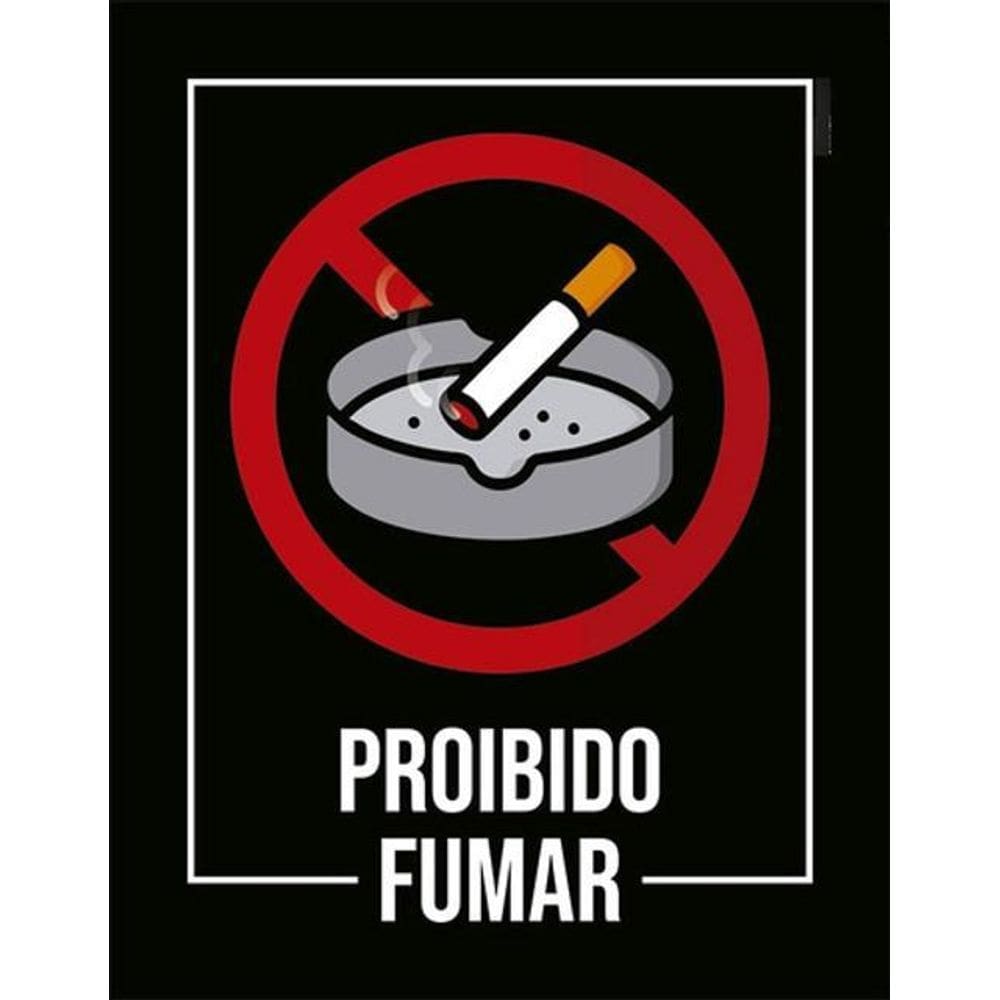 Kit 3 Placas Desenho - Proibido Fumar