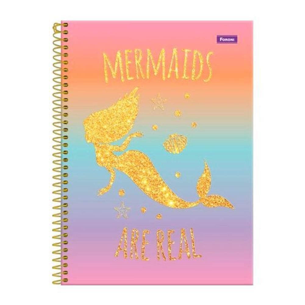 Caderno Univ Mermaids Are Real 80 Folhas Sereia - Foroni