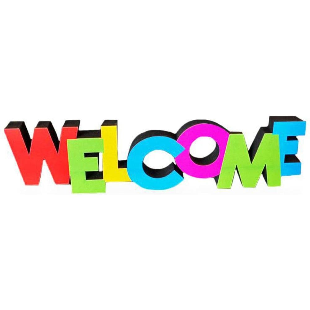 Placa Decorativa Welcome MDF Estampa Decoryou 26,5x7x1,5 cm