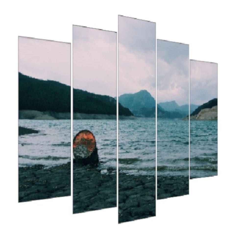 Quadro Decorativo Mosaico 5 Peças Mod892 Mar Pedra