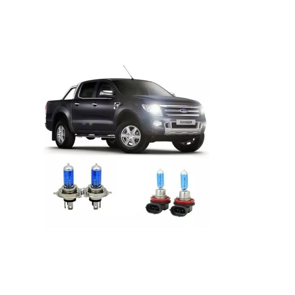 Kit Lampada Super Branca + Lâmpada Milha Nova Ford Ranger