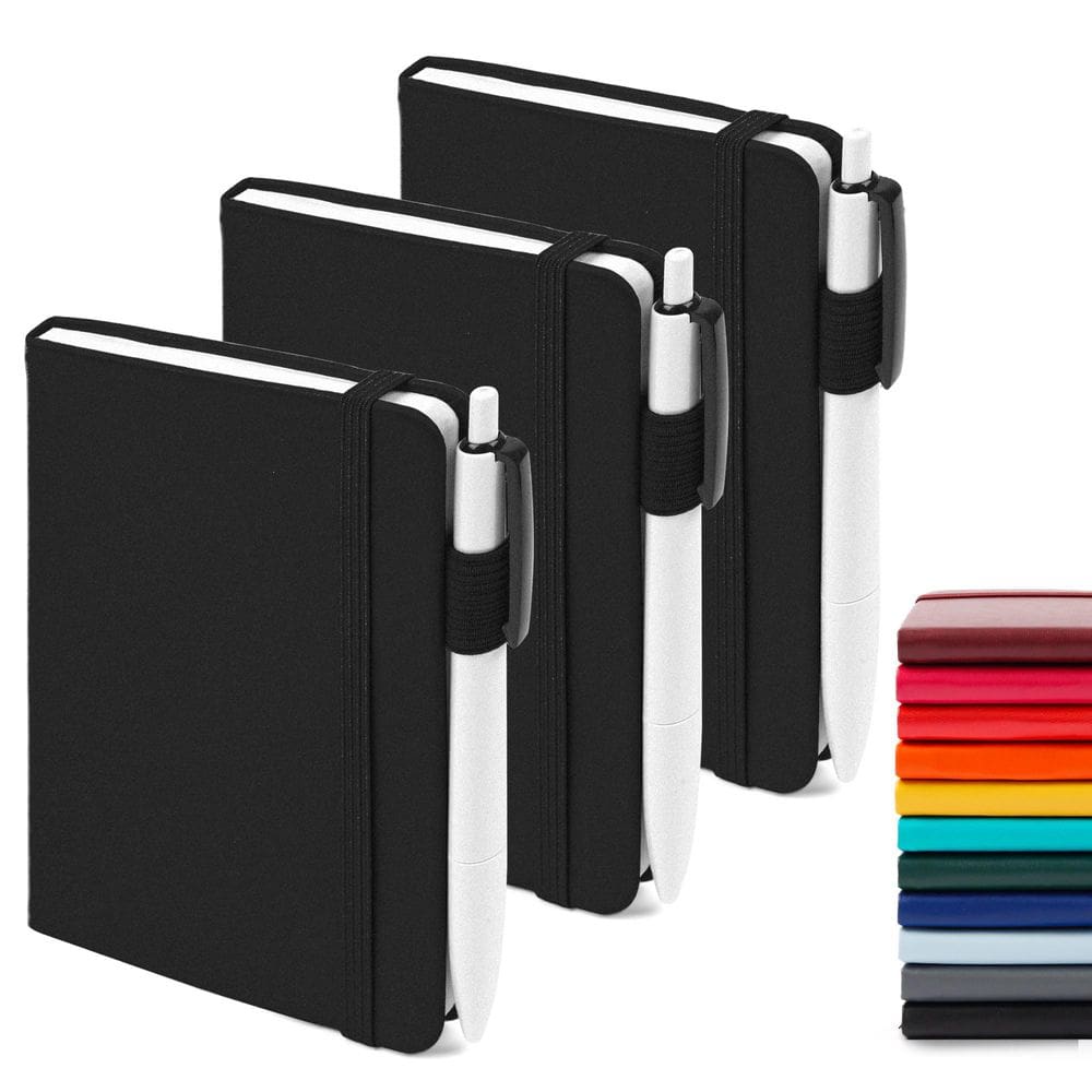 Caderno de bolso Journals feela A6 com 3 canetas pretas, pacote com 3