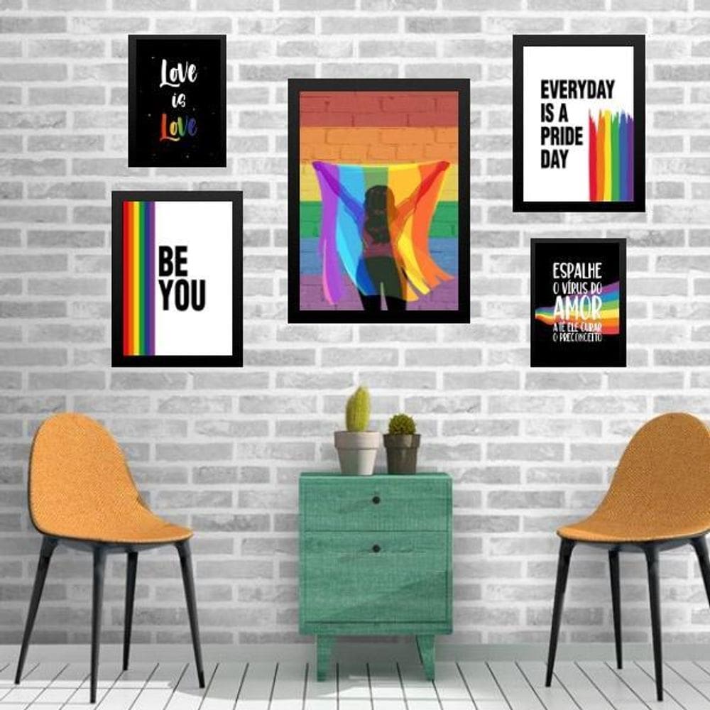 Composição 5 Quadros Lgbt - Bandeira