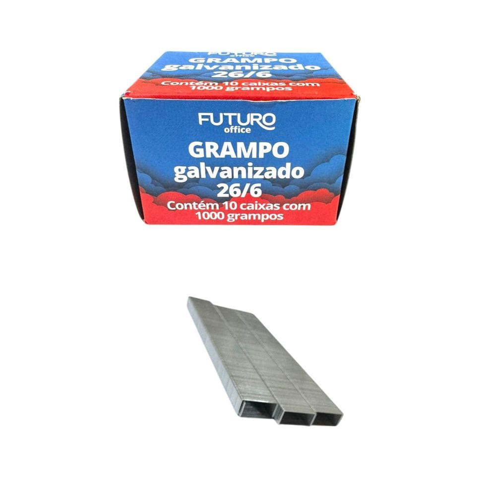 Caixa 10Mil Grampo Galvanizado 26/6 Com Prendedor De Folhas