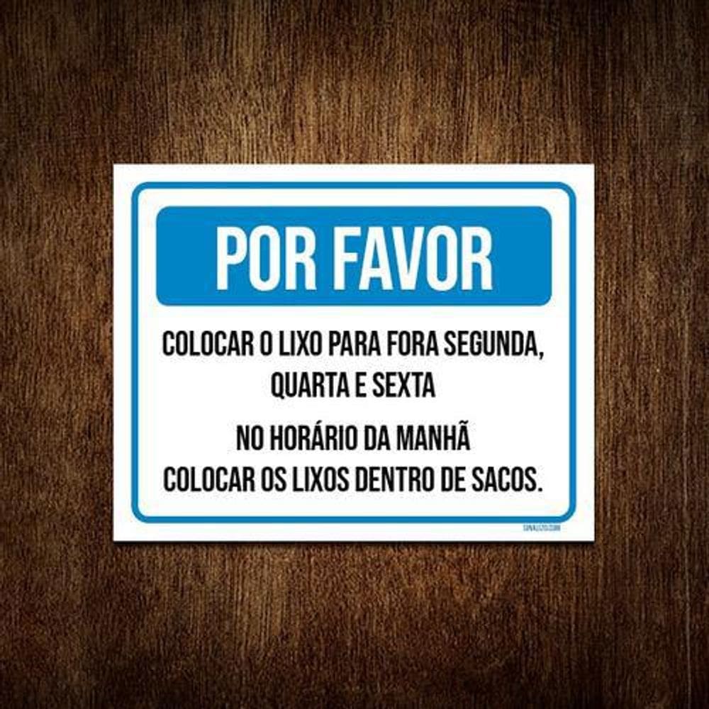 Placa Por Favor Colocar Lixo Para Fora 36X46