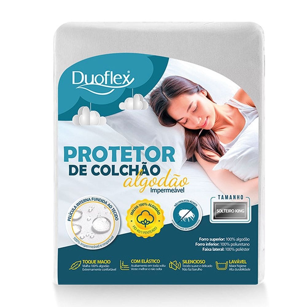 Protetor de Colchão Impermeável Algodão 200 Fios - Solteiro King - Duoflex