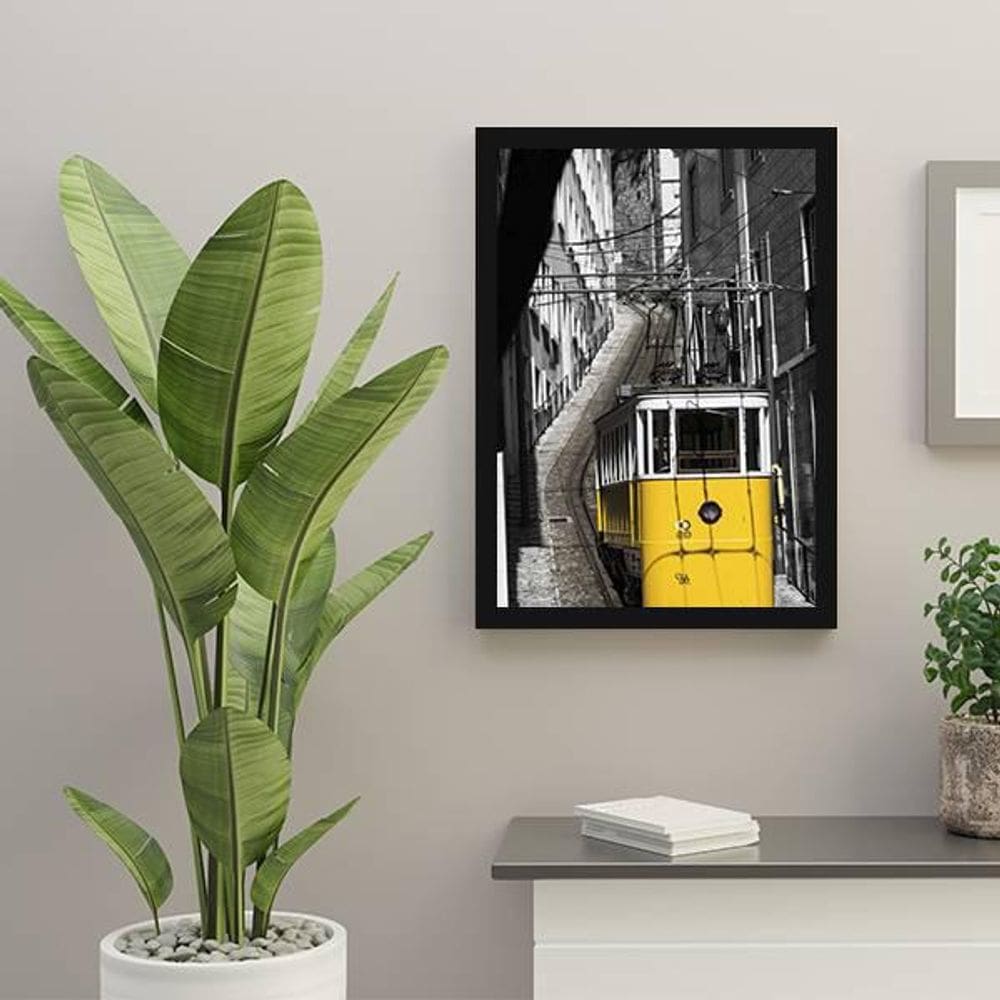 Quadro Decorativo Bonde Amarelo Lisboa 45X34Cm