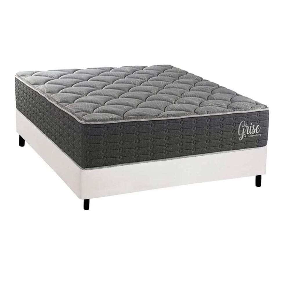 Cama Box NOVO + Colchão Ortopédico Kappesberg D40 Anatômico Grise + Base CRC Corano White