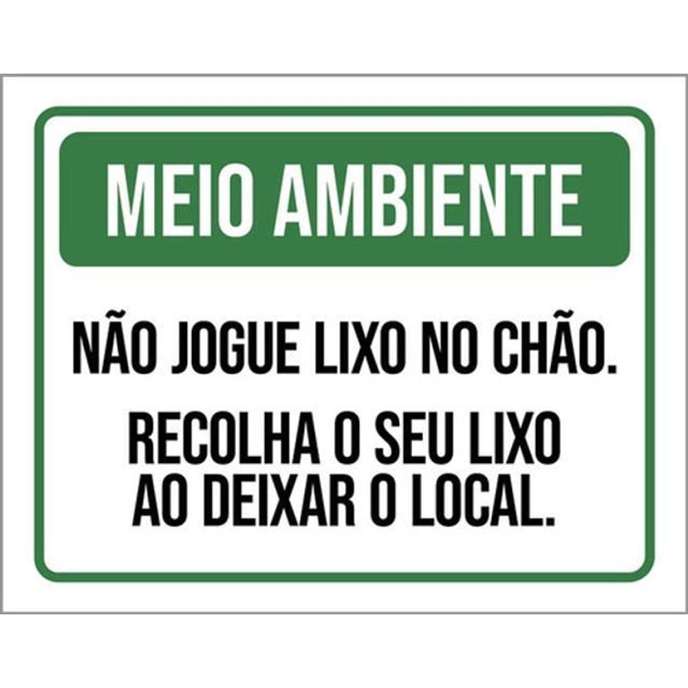 Kit 10 Placas Meio Ambiente Não Jogue Lixo No Chão 36X46