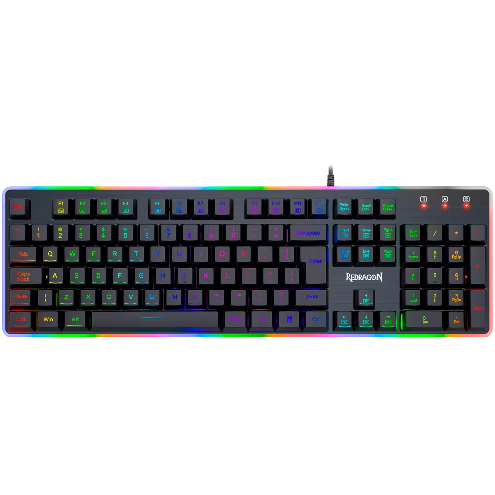 Teclado Gamer Membrana Dyaus 2Rgb Preto