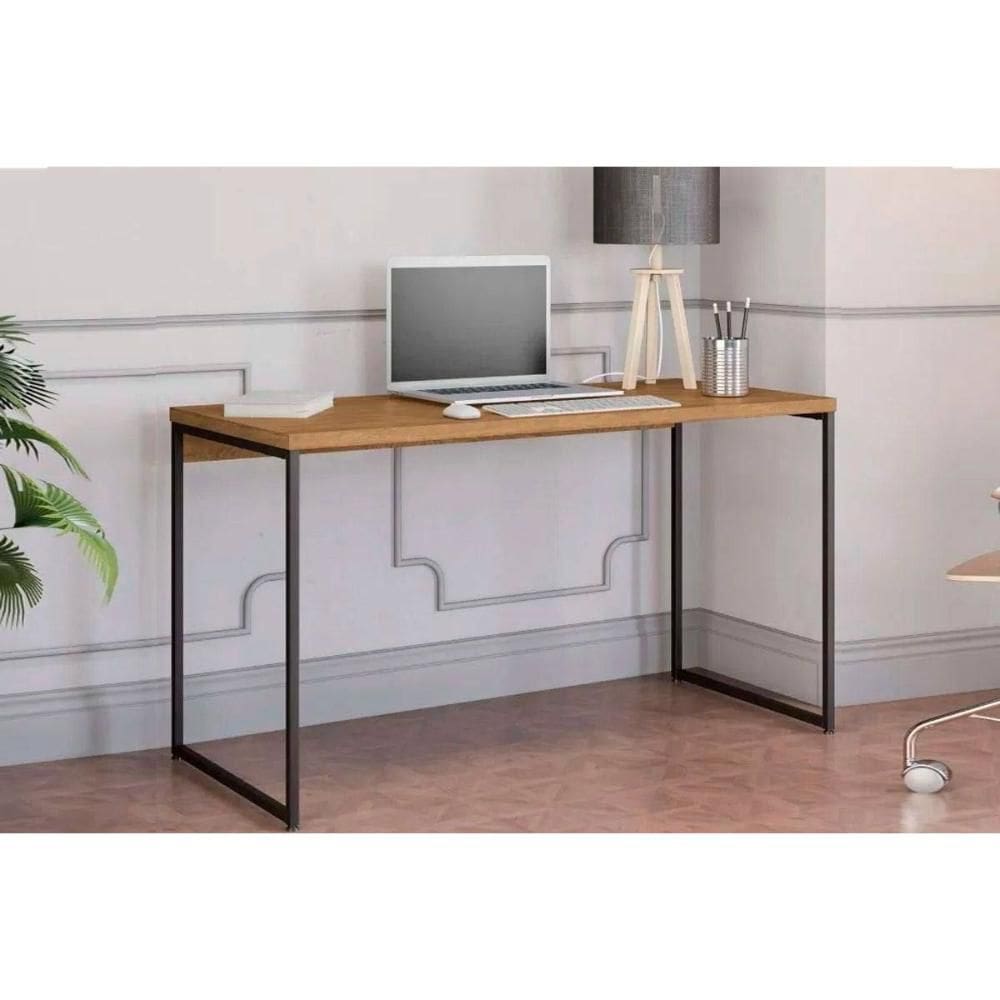 Mesa de Escritório Secretária Industrial LI003 Canela/Preto Kappesberg