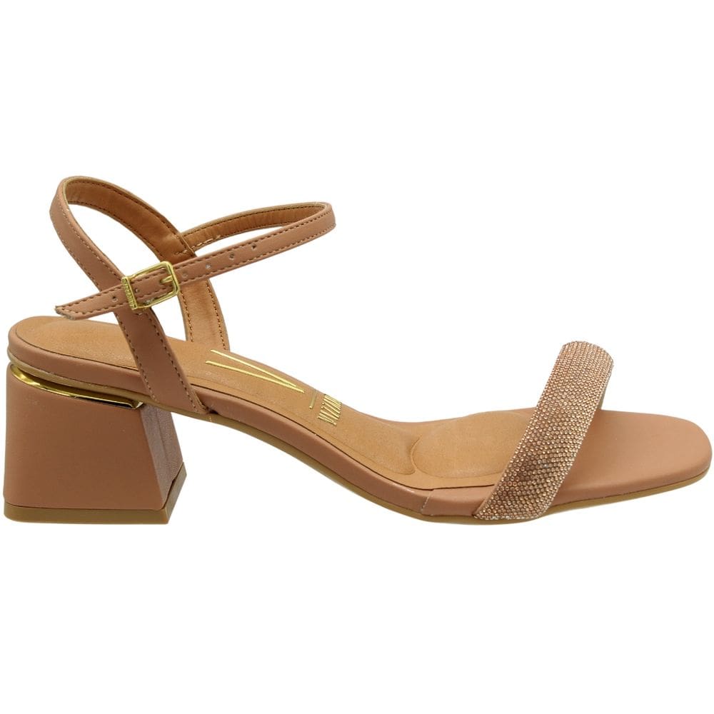 Sandália Vizzano Tira Brilhante Elegante Salto Médio Feminino