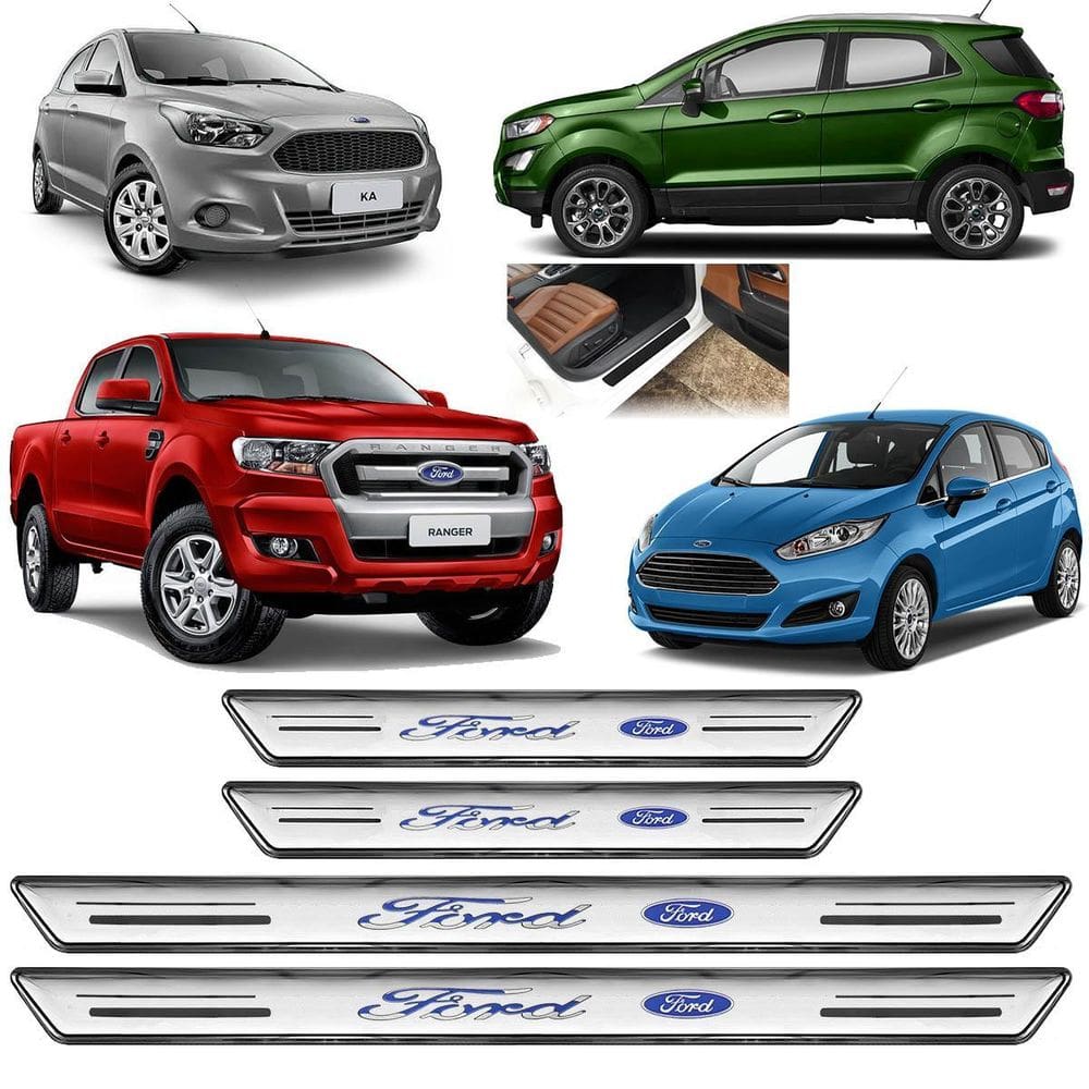 Soleira Platinum Toda Linha Ford 2020 4 Peças Prata Sp163