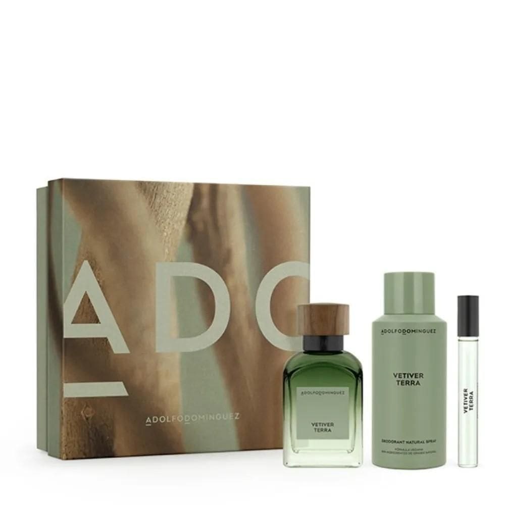 Kit Vetiver Terra Adolfo Dominguez Edp 120Ml + Deo + Ts