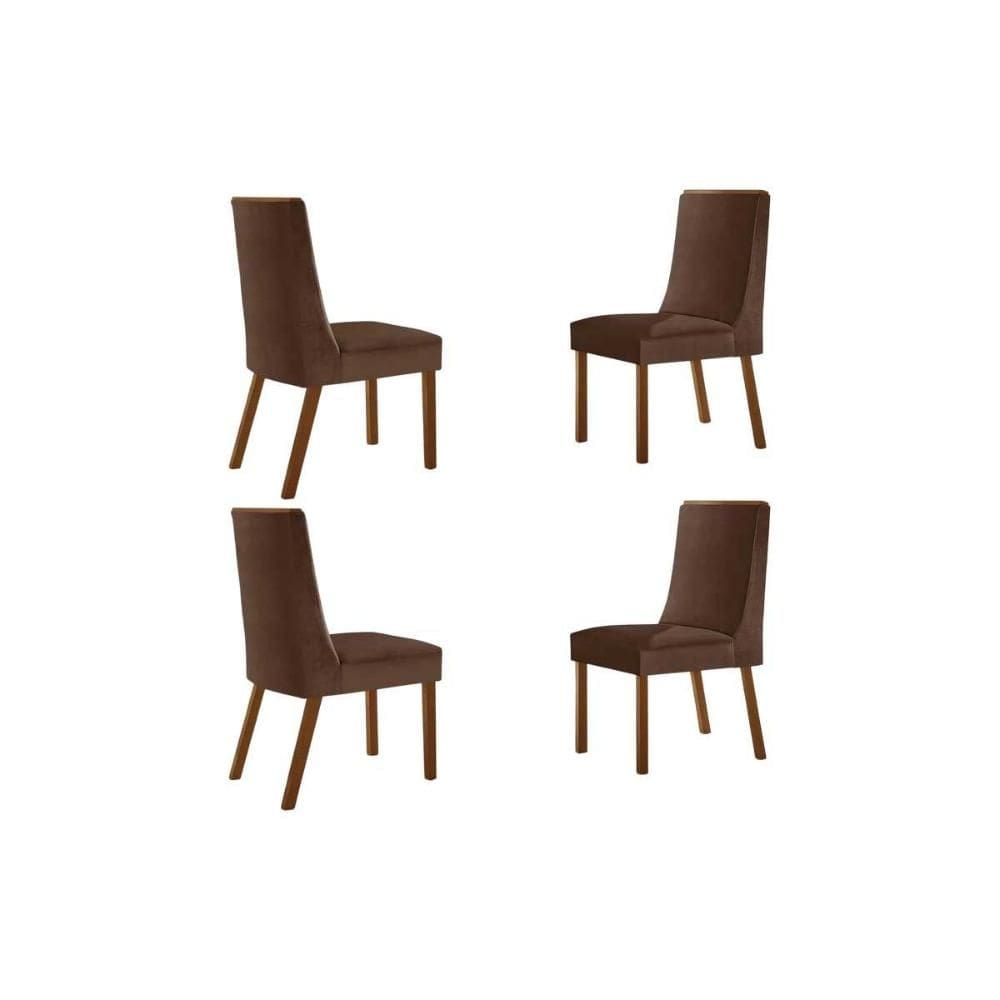 Cadeira de Cozinha Dakota Kit 4 Un Naturalle/Suede Marrom - Rufato