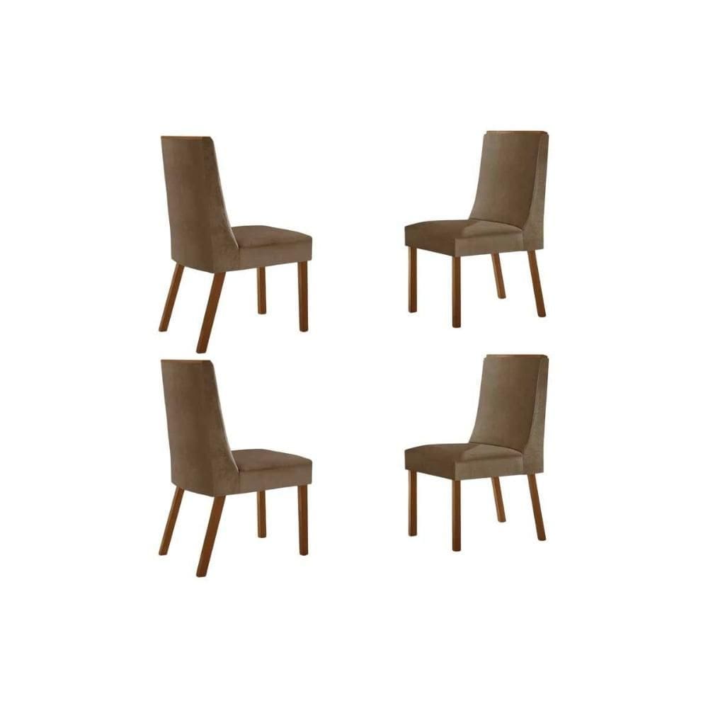 Cadeira de Cozinha Dakota Kit 4 Un Naturalle/Suede Capuccino - Rufato