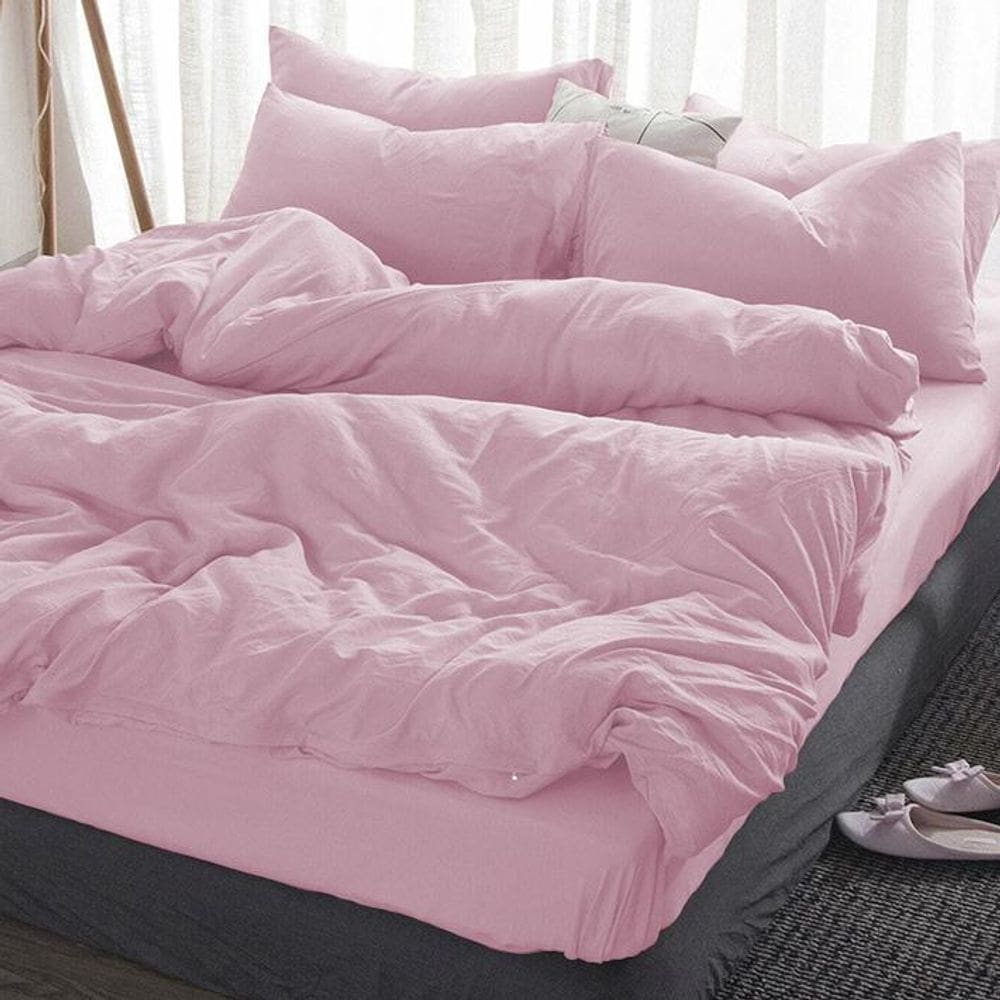 Jogo De Cama Com Edredon King 280x280cm 4 Peças Rosa