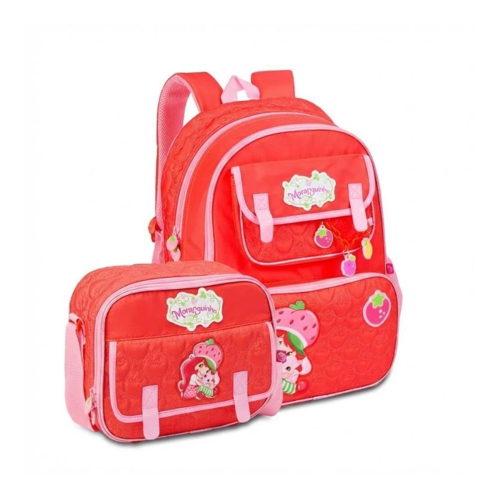 Mochila Costas+ Lancheira Moranguinho Vermelho