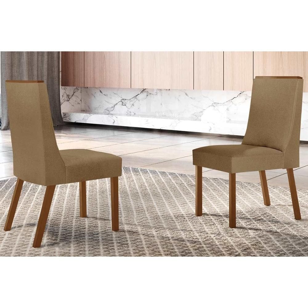 Cadeira de Cozinha Dakota Kit 2 Un Imbuia - Naturale/Linho Bege Turim - Rufato