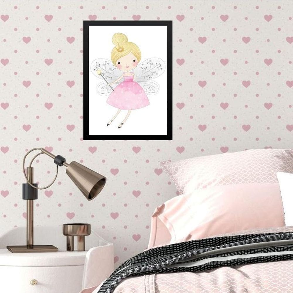 Quadro Infantil Menina Fada Madrinha 33X24Cm