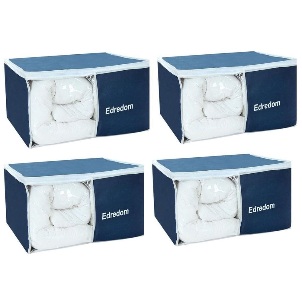 Organizador Closet Guarda Roupa De Edredom Azul Marinho 4 Un