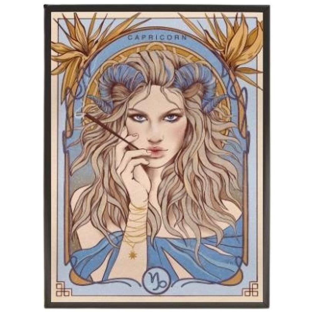 Quadro Decorativo Vintage Signo Capricórnio Vidro 24X18Cm