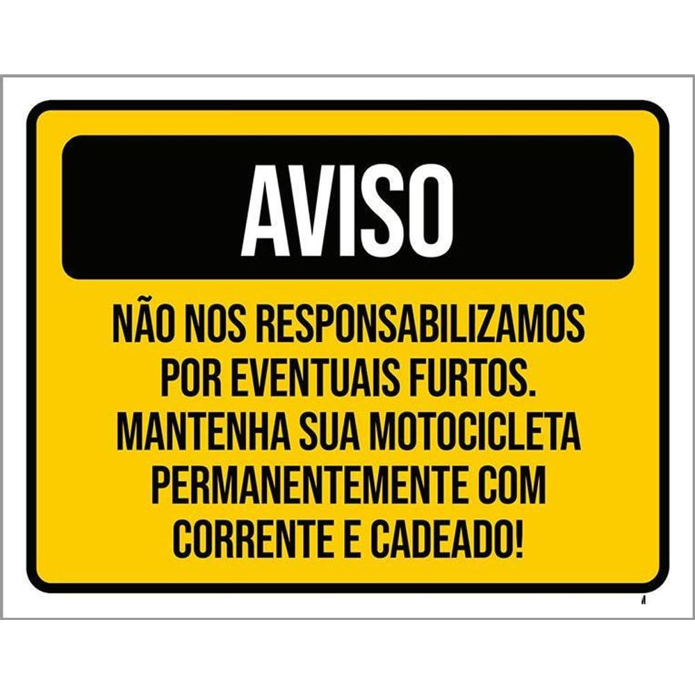 Kit 3 Placas Aviso Não Responsabilizamos Eventuais Furtos