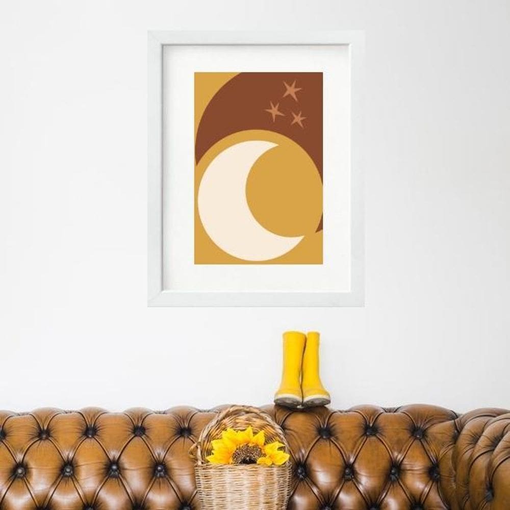 Quadro Escandinavo Lua Mostarda- 60X48Cm