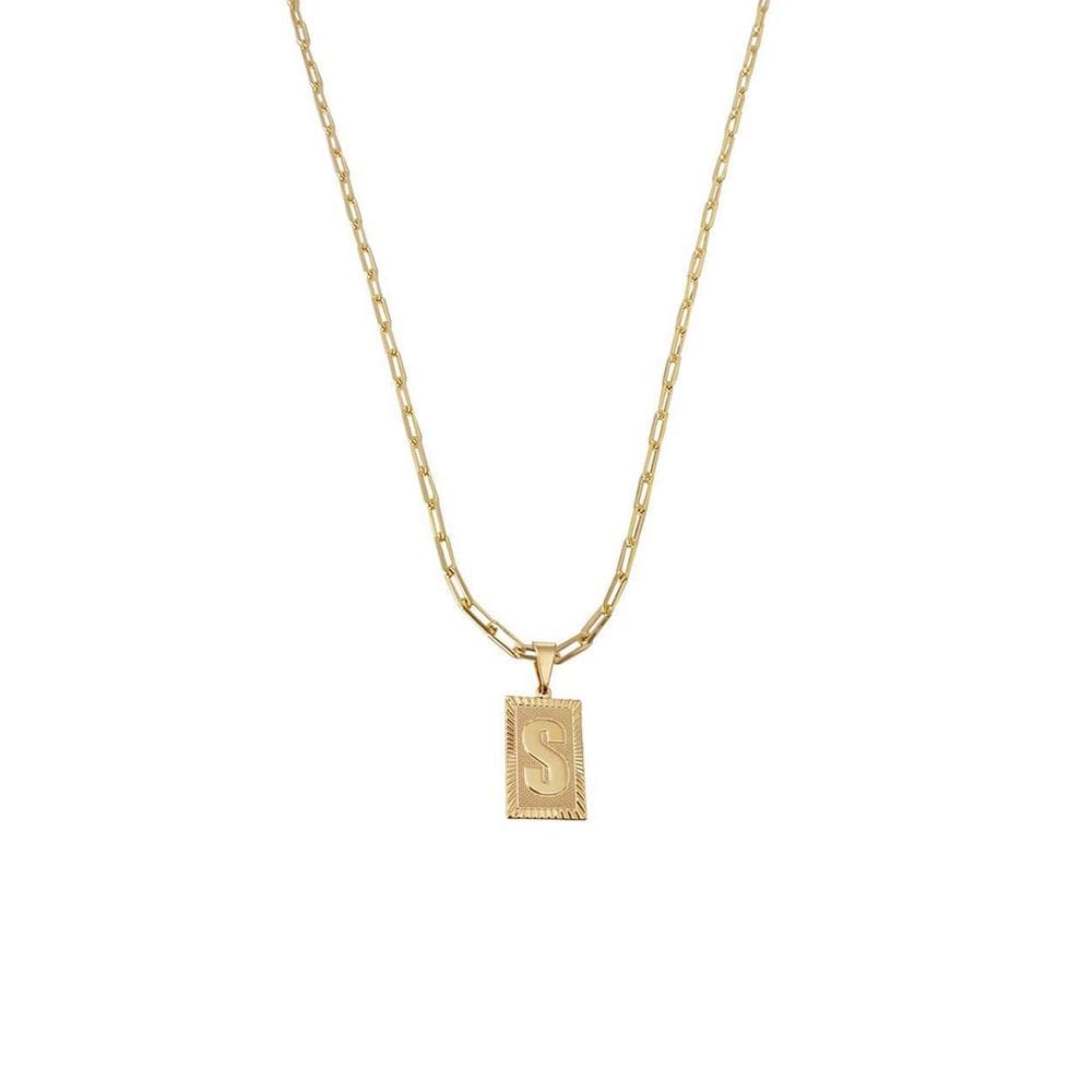 Cordão 60Cm Masculino Feminino Pingente Letra S Banhado Ouro