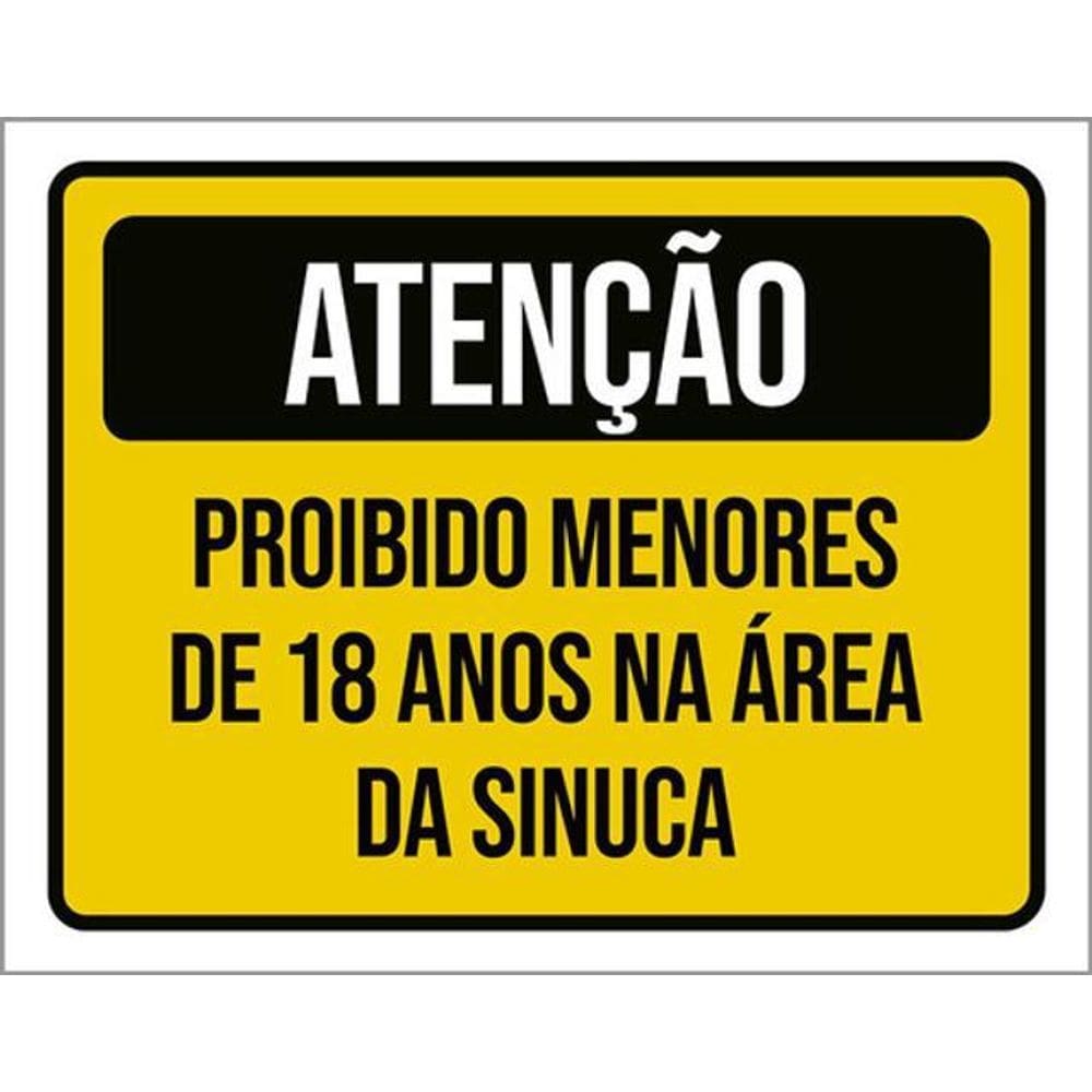 Kit 3 Placas Atenção Proibido Menores 18 Anos Sinuca