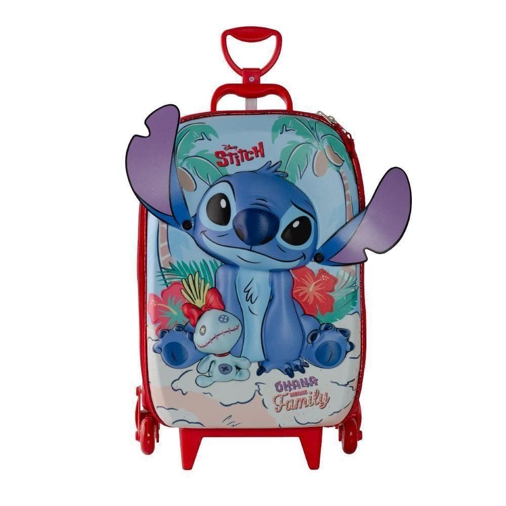 Mochila De Rodinhas 3d Maxtoy Stitch Praia Vermelho