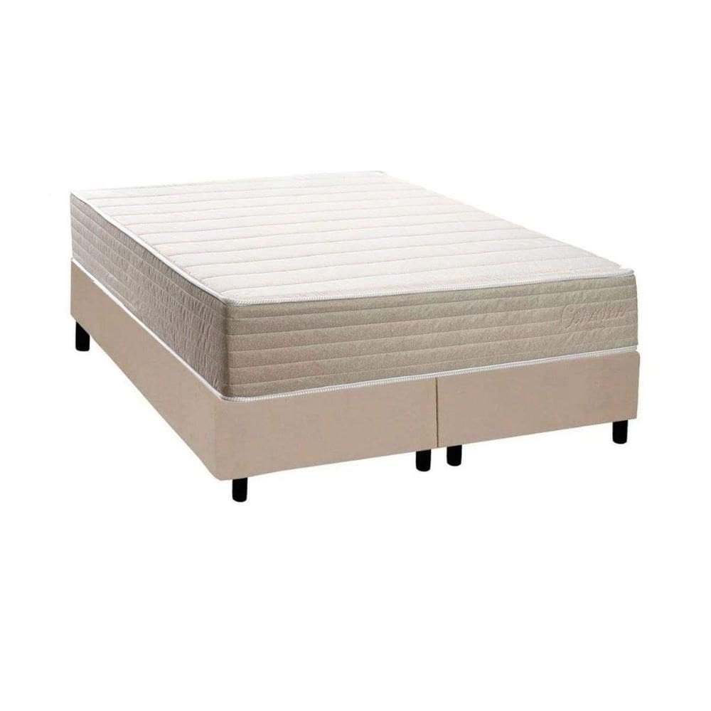 Cama Box NOVO + Colchão Espuma Kappesberg D33 Anatômico Carmine + Base CRC Corano Clean