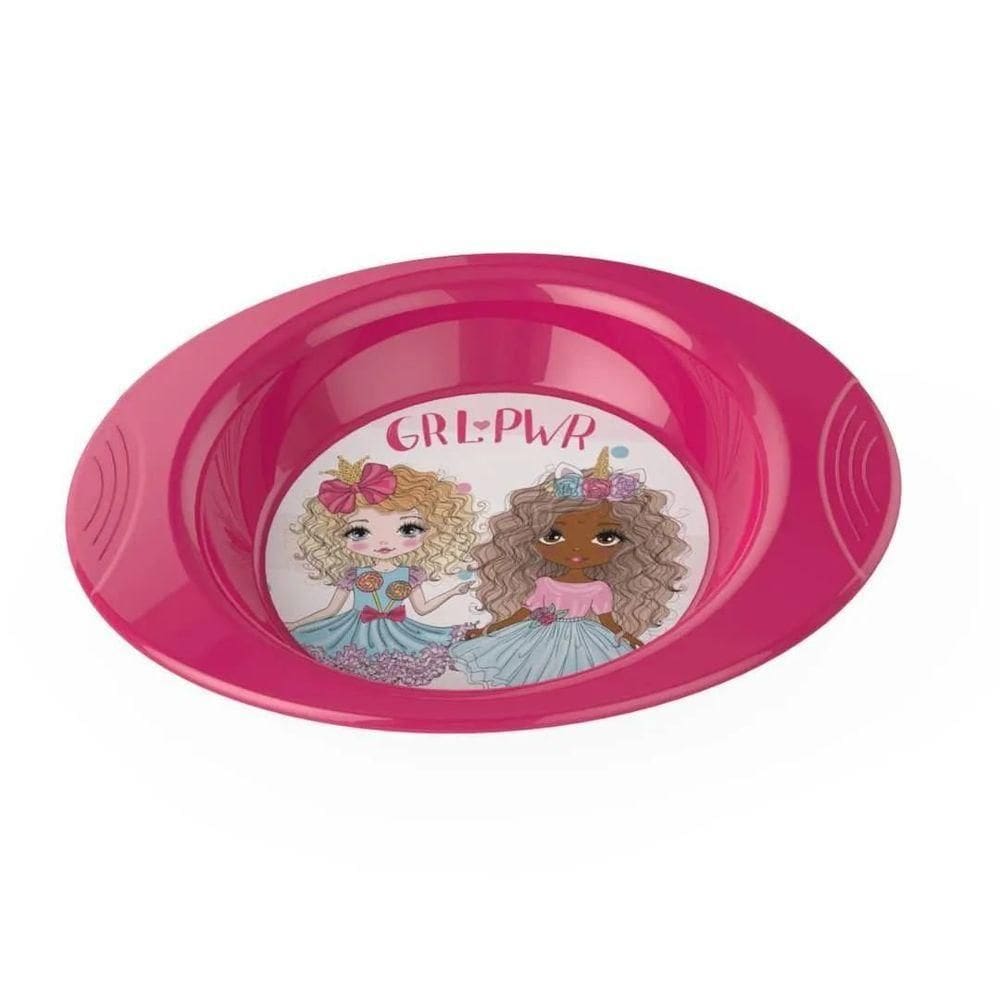Prato Infantil 550ml Girl Power Bpa Free - Plasvale Rosa
