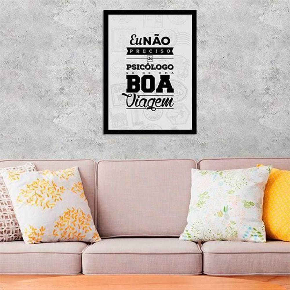 Quadro Não Preciso Psicólogo Só De Viagem 24X18 Vidro Preta