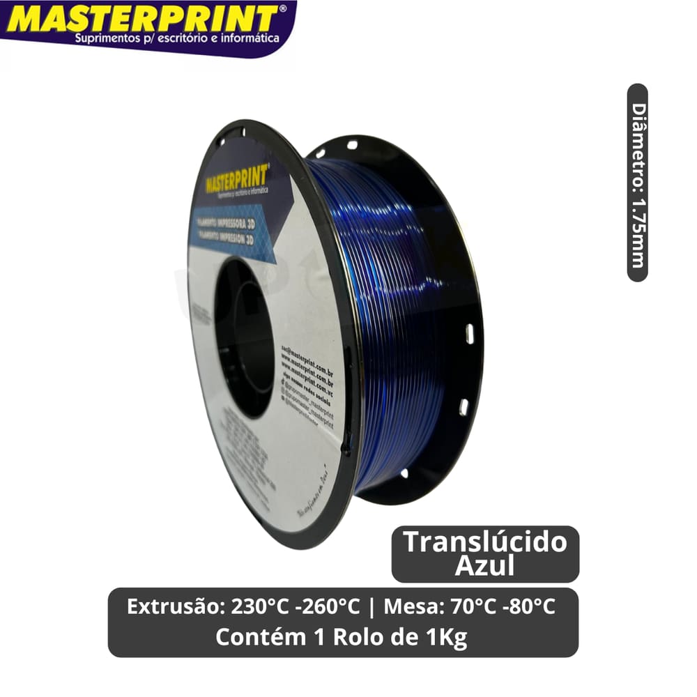 Filamento 3D - PETG Azul Translúcido - Rolo 1KG (1.75mm)
