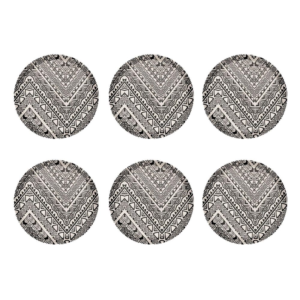 Jogo De Pratos Raso 25Cm De Fibra De Bambu 6 Peças Ecológico