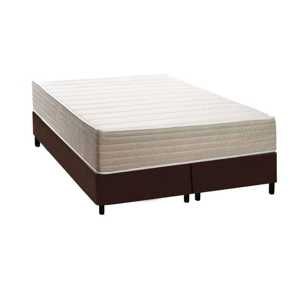 Cama Box NOVO + Colchão Espuma Kappesberg D33 Anatômico Carmine + Base CRC Corano Brown