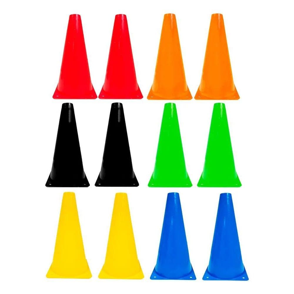 12X Mini Cone Sinalização Esportivo 23Cm Agilidade Colorido